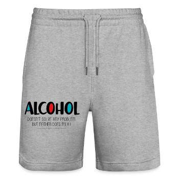 Alcool - Short de jogging bio TRAINER Stanley/Stella unisexe - gris chiné - Devant - Nik (191cm) & Marisol (170cm)
