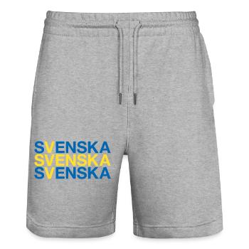 SVENSKA Flag Ich bin Schwedin Schweden Sweden - Stanley/Stella Unisex Bio Joggingshorts Trainer  - Grau meliert - Vorne - Nik (191cm) & Marisol (170cm)