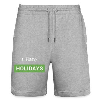 I hate holidays - Short de jogging bio TRAINER Stanley/Stella unisexe - gris chiné - Devant - Nik (191cm) & Marisol (170cm)