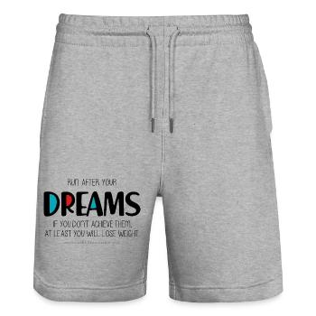 Run after your dreams - Stanley/Stella Trainer Unisex Organic Jogging Shorts - heather grey - Front - Nik (191cm) & Marisol (170cm)
