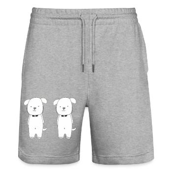frères chiens - Short de jogging bio TRAINER Stanley/Stella unisexe - gris chiné - Devant - Nik (191cm) & Marisol (170cm)