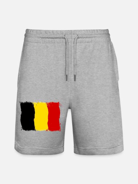 Belgium Belgian Flag Flag Gift - Stanley/Stella Trainer Unisex Organic Jogging Shorts - heather grey