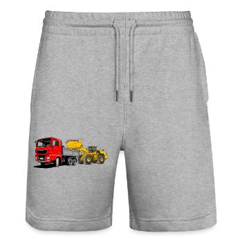 Camion avec chargeuse sur pneus - Short de jogging bio TRAINER Stanley/Stella unisexe - gris chiné - Devant - Nik (191cm) & Marisol (170cm)