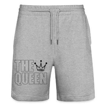 The Queen – Bold Crown Statement Design - Stanley/Stella Unisex Bio Joggingshorts Trainer  - Grau meliert - Vorne - Nik (191cm) & Marisol (170cm)