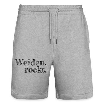 Weiden rockt - Textdesign mit Stadtnamen - Stanley/Stella Unisex Bio Joggingshorts Trainer  - Grau meliert - Vorne - Nik (191cm) & Marisol (170cm)