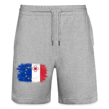 EU Japan Flag Fusion Cross - Stanley/Stella Trainer Unisex Organic Jogging Shorts - heather grey - Front - Nik (191cm) & Marisol (170cm)