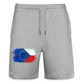 Eu europe czech republic flag - Stanley/Stella Trainer Unisex Organic Jogging Shorts - heather grey - Front - Nik (191cm) & Marisol (170cm)