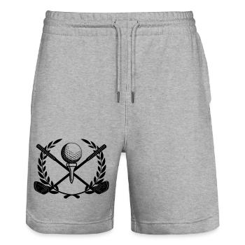 Couronne de laurier Golfin - Short de jogging bio TRAINER Stanley/Stella unisexe - gris chiné - Devant - Nik (191cm) & Marisol (170cm)