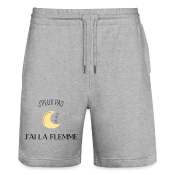 Je peux pas jai la flemme - Short de jogging bio TRAINER Stanley/Stella unisexe - gris chiné - Devant - Nik (191cm) & Marisol (170cm)