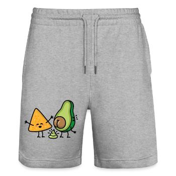 Avocado kacken Tortilla-Chips Guacamole Scheiße - Stanley/Stella Unisex Bio Joggingshorts Trainer  - Grau meliert - Vorne - Nik (191cm) & Marisol (170cm)