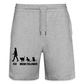 Katzen Ich Und Meine Follower - Stanley/Stella Unisex Bio Joggingshorts Trainer  - Grau meliert - Vorne - Nik (191cm) & Marisol (170cm)