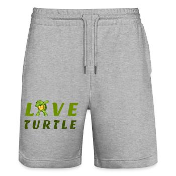 tortues d'amour - Short de jogging bio TRAINER Stanley/Stella unisexe - gris chiné - Devant - Nik (191cm) & Marisol (170cm)