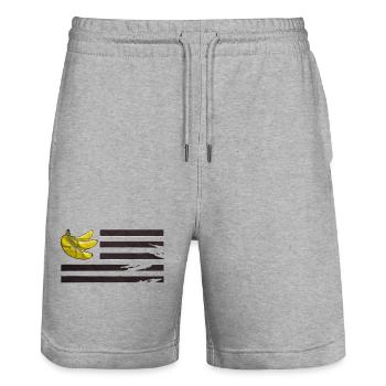 Republic 3 bananas - Stanley/Stella Trainer Unisex Organic Jogging Shorts - heather grey - Front - Nik (191cm) & Marisol (170cm)