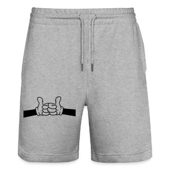 Brofist pouce levé bande dessinée - Short de jogging bio TRAINER Stanley/Stella unisexe - gris chiné - Devant - Nik (191cm) & Marisol (170cm)