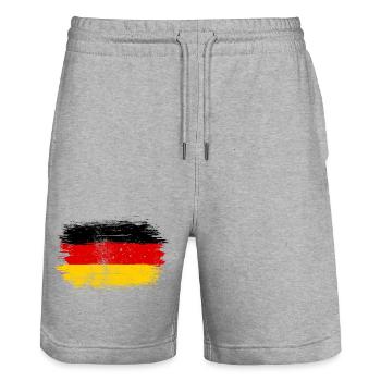 Deutscher Flaggenpinselstrich - Stanley/Stella Unisex Bio Joggingshorts Trainer  - Grau meliert - Vorne - Nik (191cm) & Marisol (170cm)