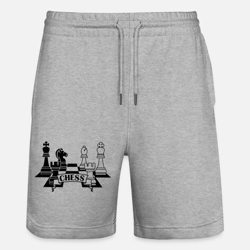 Schachfiguren mit Text CHESS - Stanley/Stella Unisex Bio Joggingshorts Trainer  - Grau meliert