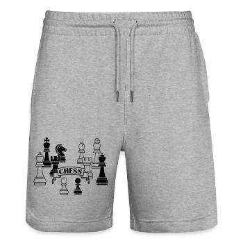 Schachfiguren Schach - Stanley/Stella Unisex Bio Joggingshorts Trainer  - Grau meliert - Vorne - Nik (191cm) & Marisol (170cm)