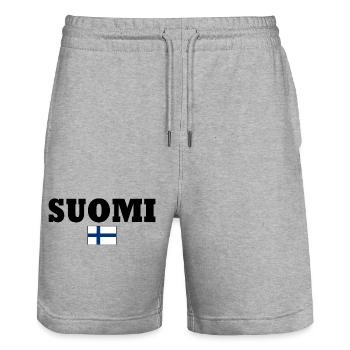 Suomi - Stanley/Stella Trainer Unisex Organic Jogging Shorts - heather grey - Front - Nik (191cm) & Marisol (170cm)
