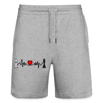 Schach Cardio König schwarz und Dame weiß - Stanley/Stella Unisex Bio Joggingshorts Trainer  - Grau meliert - Vorne - Nik (191cm) & Marisol (170cm)