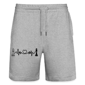 Schach Cardio König und Dame - Stanley/Stella Unisex Bio Joggingshorts Trainer  - Grau meliert - Vorne - Nik (191cm) & Marisol (170cm)
