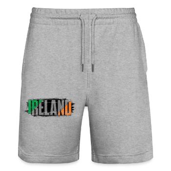 Drapeau de l’Irlande Mot-symbole rayé - Short de jogging bio TRAINER Stanley/Stella unisexe - gris chiné - Devant - Nik (191cm) & Marisol (170cm)