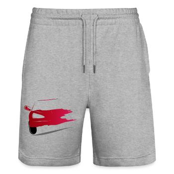 Drawing of a red sports car - Stanley/Stella Trainer Unisex Organic Jogging Shorts - heather grey - Front - Nik (191cm) & Marisol (170cm)