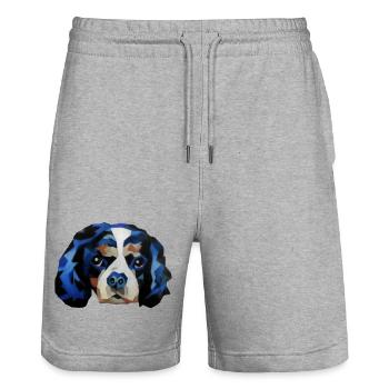 Cavalier King Charles Spaniel - Stanley/Stella Unisex Bio Joggingshorts Trainer  - Grau meliert - Vorne - Nik (191cm) & Marisol (170cm)