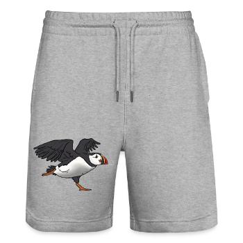 Macareux - Short de jogging bio TRAINER Stanley/Stella unisexe - gris chiné - Devant - Nik (191cm) & Marisol (170cm)