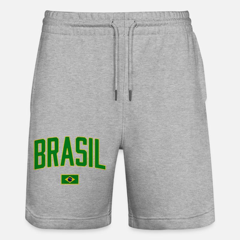 Conception du Brésil avec drapeau national - Short de jogging bio TRAINER Stanley/Stella unisexe - gris chiné