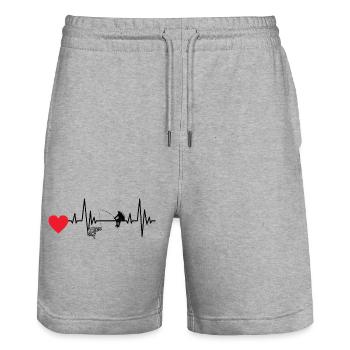 Fishing Fishing Fishing Hooks Angler - Stanley/Stella Trainer Unisex Organic Jogging Shorts - heather grey - Front - Nik (191cm) & Marisol (170cm)
