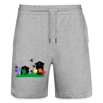 Honey greenhouses - Stanley/Stella Trainer Unisex Organic Jogging Shorts - heather grey - Front - Nik (191cm) & Marisol (170cm)