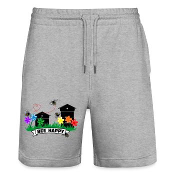 Serres à miel et fleurs - Short de jogging bio TRAINER Stanley/Stella unisexe - gris chiné - Devant - Nik (191cm) & Marisol (170cm)