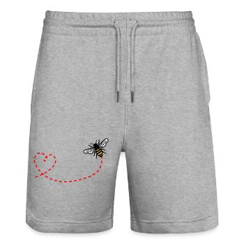 Love at - Stanley/Stella Trainer Unisex Organic Jogging Shorts - heather grey - Front - Nik (191cm) & Marisol (170cm)