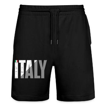 Italy Bold Striped Typography - Stanley/Stella Trainer Unisex Organic Jogging Shorts - black - Front - Nik (191cm) & Marisol (170cm)