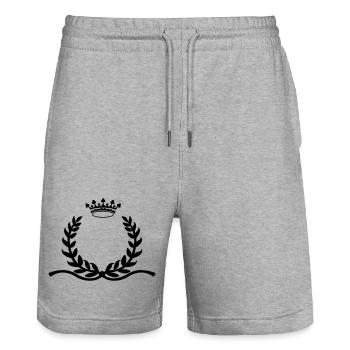 Couronne de laurier avec longue couronne d’éperons - Short de jogging bio TRAINER Stanley/Stella unisexe - gris chiné - Devant - Nik (191cm) & Marisol (170cm)