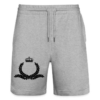 Couronne de laurier ornée avec couronne - Short de jogging bio TRAINER Stanley/Stella unisexe - gris chiné - Devant - Nik (191cm) & Marisol (170cm)
