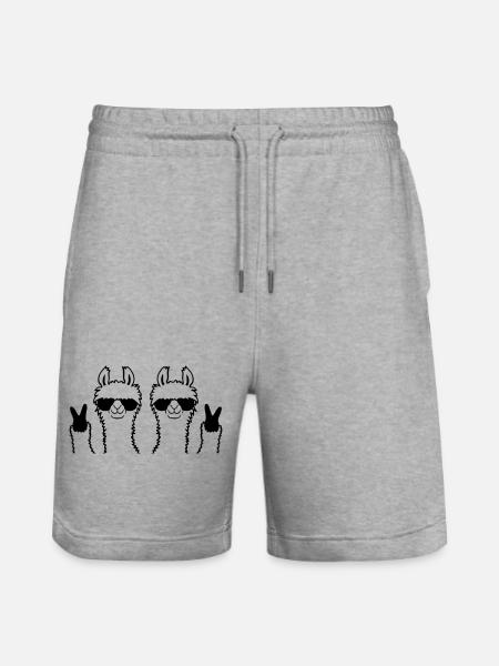 Friends Team Lama Peace - Stanley/Stella Trainer Unisex Organic Jogging Shorts - heather grey