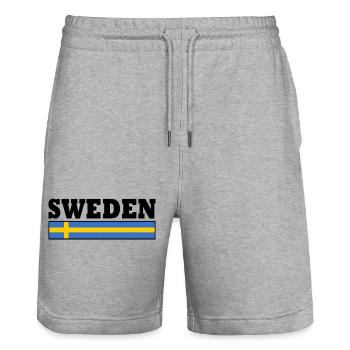 Schweden - Stanley/Stella Unisex Bio Joggingshorts Trainer  - Grau meliert - Vorne - Nik (191cm) & Marisol (170cm)