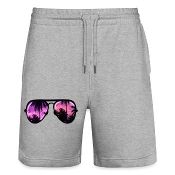 cool sunglasses with palm tree - Stanley/Stella Trainer Unisex Organic Jogging Shorts - heather grey - Front - Nik (191cm) & Marisol (170cm)