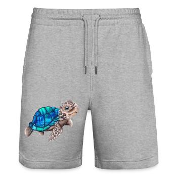 Tortue mignonne Atlantis - Short de jogging bio TRAINER Stanley/Stella unisexe - gris chiné - Devant - Nik (191cm) & Marisol (170cm)