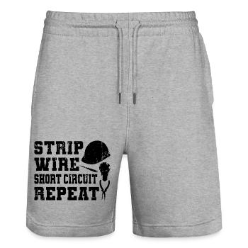 Elektrikerwitz - Stanley/Stella Unisex Bio Joggingshorts Trainer  - Grau meliert - Vorne - Nik (191cm) & Marisol (170cm)
