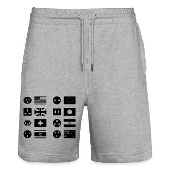 Internationale Steckertypen - Stanley/Stella Unisex Bio Joggingshorts Trainer  - Grau meliert - Vorne - Nik (191cm) & Marisol (170cm)