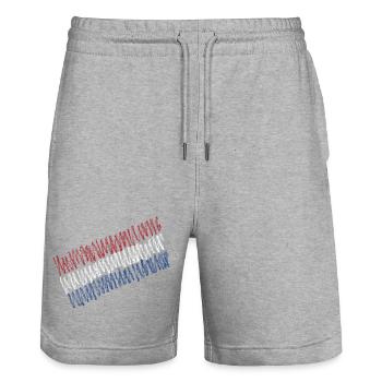 Netherlands - Stanley/Stella Trainer Unisex Organic Jogging Shorts - heather grey - Front - Nik (191cm) & Marisol (170cm)