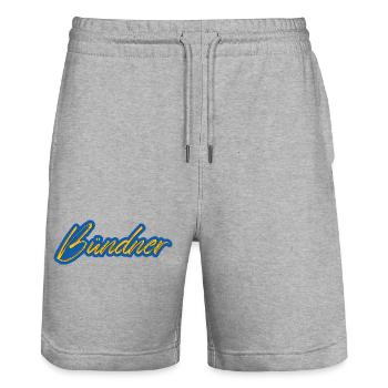Bündner Schriftzug gelb-blau stilisiert - Stanley/Stella Unisex Bio Joggingshorts Trainer  - Grau meliert - Vorne - Nik (191cm) & Marisol (170cm)