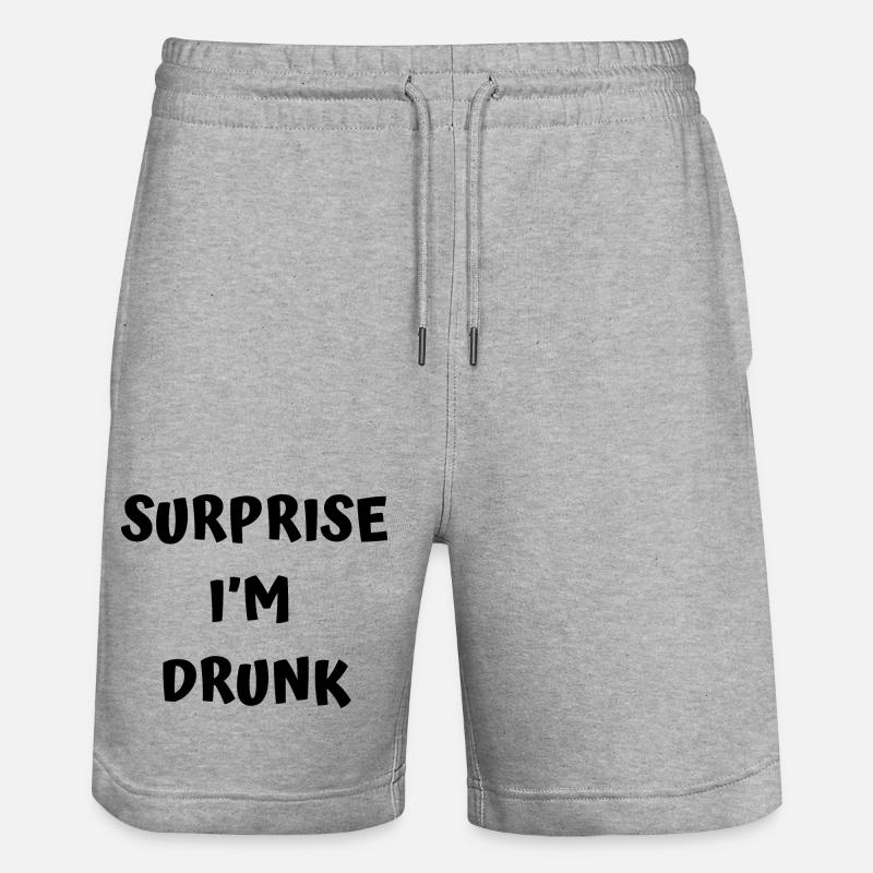 Funny drunk text - Stanley/Stella Trainer Unisex Organic Jogging Shorts - heather grey