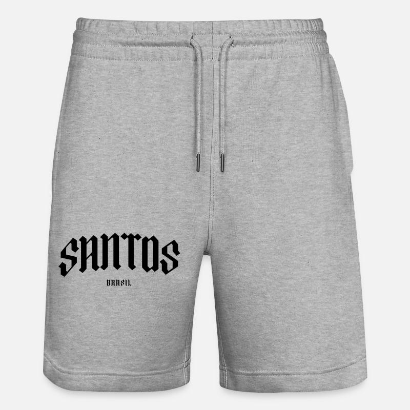 Santos Brasil Blackletter Design - Stanley/Stella Unisex Bio Joggingshorts Trainer  - Grau meliert