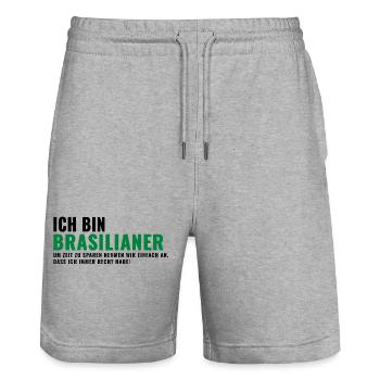 Brasilianer Spruch Humor Shirt - Stanley/Stella Unisex Bio Joggingshorts Trainer  - Grau meliert - Vorne - Nik (191cm) & Marisol (170cm)