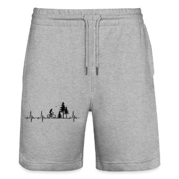 Bicycle heartbeat female cyclist in the forest - Stanley/Stella Trainer Unisex Organic Jogging Shorts - heather grey - Front - Nik (191cm) & Marisol (170cm)