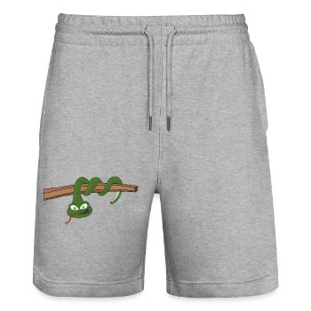 Eine Schlange hängt - Stanley/Stella Unisex Bio Joggingshorts Trainer  - Grau meliert - Vorne - Nik (191cm) & Marisol (170cm)