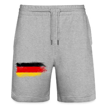 Pinselstrich Deutsche Flagge - Stanley/Stella Unisex Bio Joggingshorts Trainer  - Grau meliert - Vorne - Nik (191cm) & Marisol (170cm)